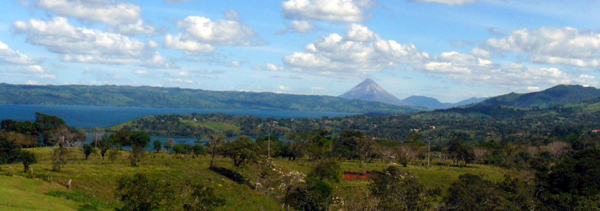 The home has terrific volcano and lake views. 